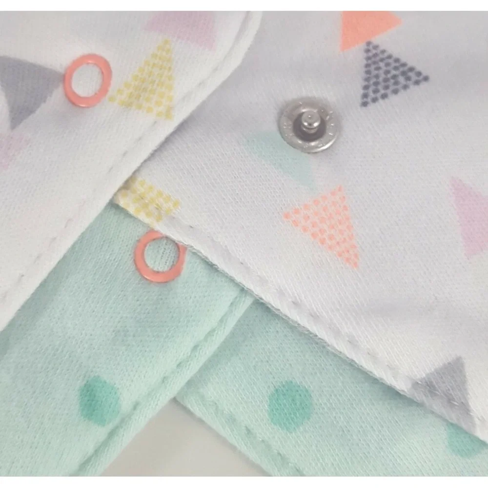 2 Pack Cloud Island Bandana Bibs Triangle Dots 100% Cotton One Size Fits Most
